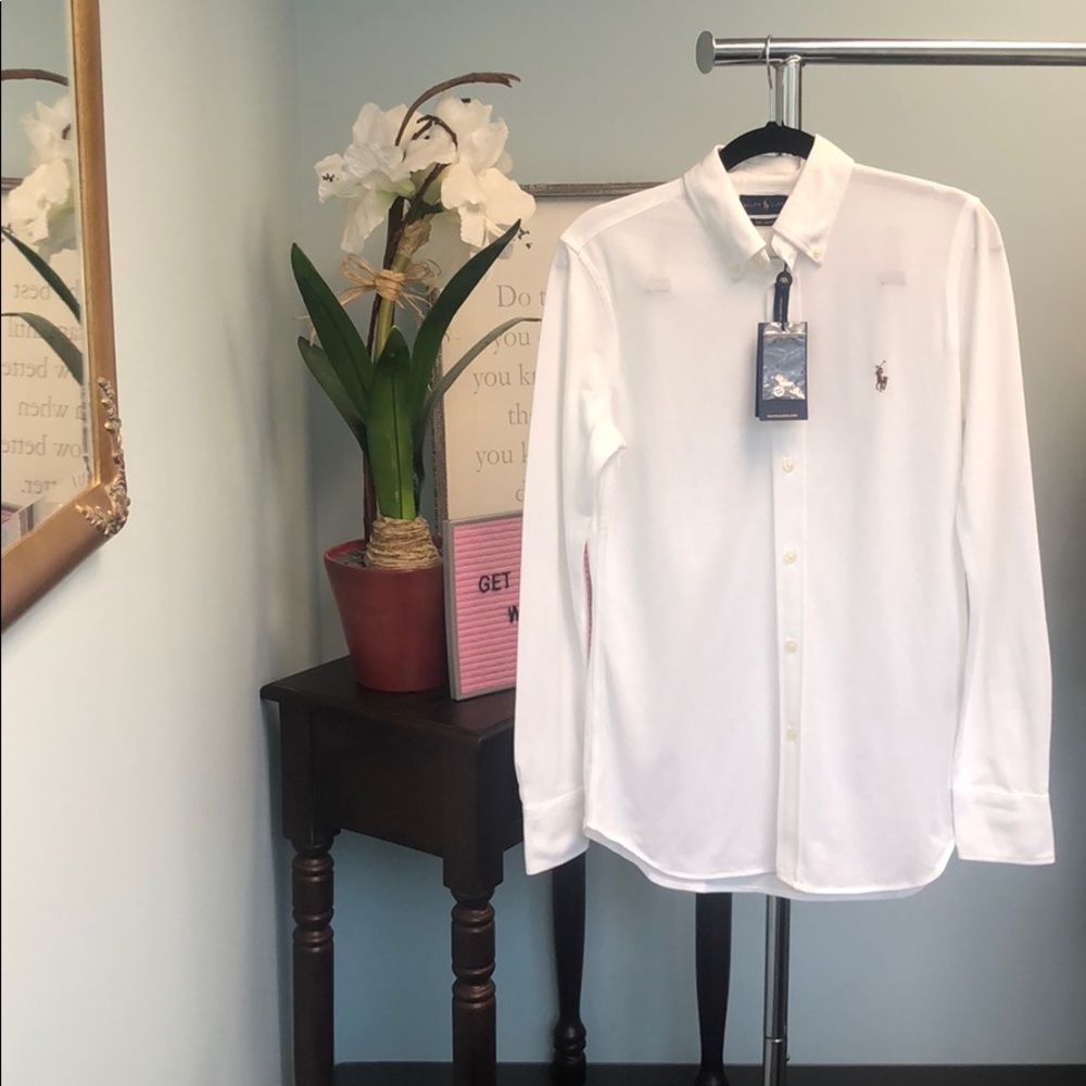 Ralph Lauren Knit Oxford Long Sleeve Button Up